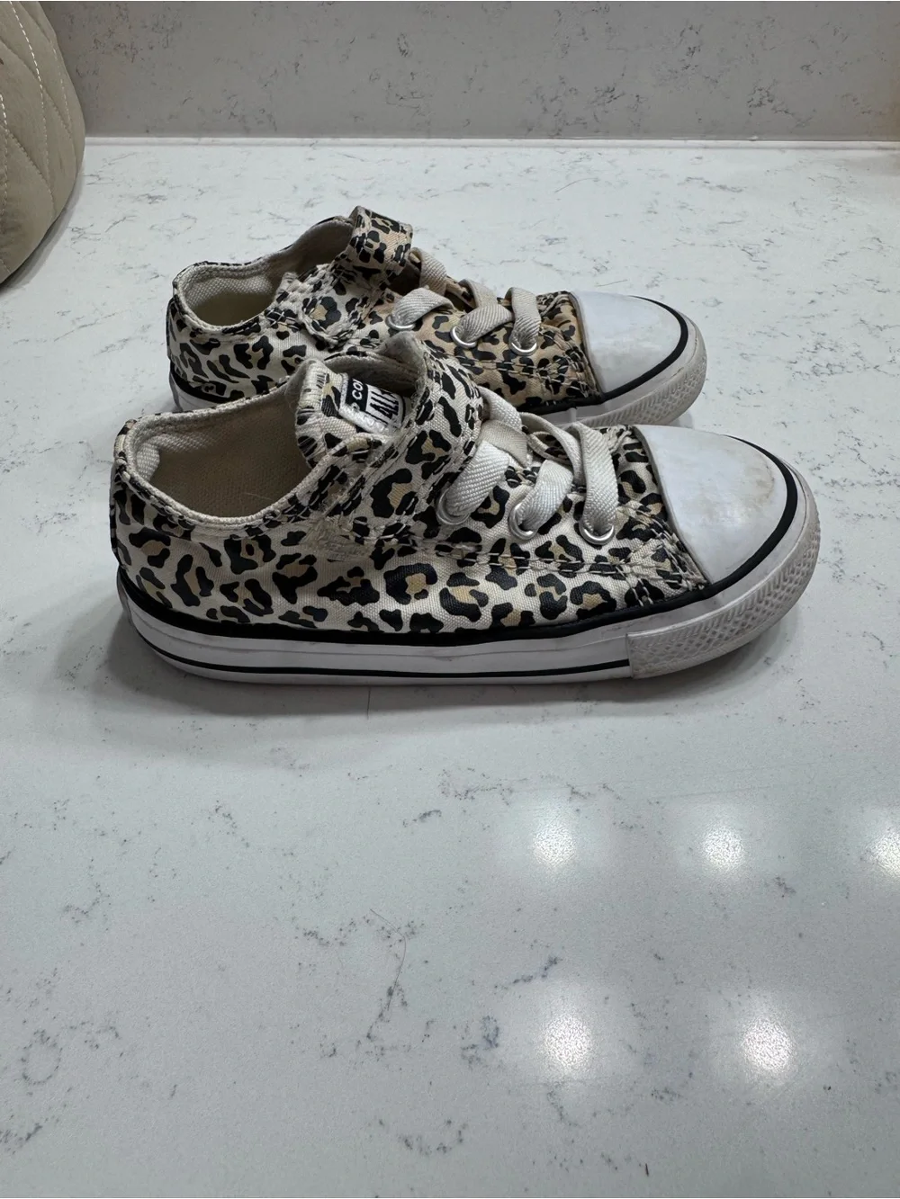 Converse Kids Leopard Print Low-Top Sneakers in Tan and Black